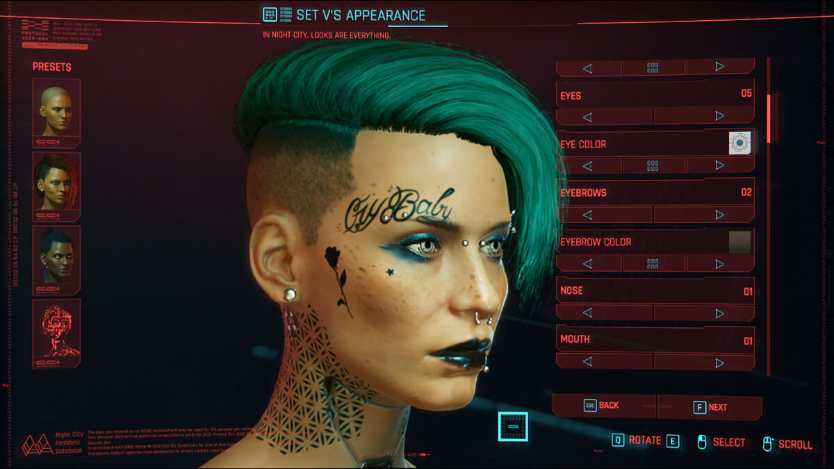 Cyberpunk 2077 — Face tattoos like Lil Peep