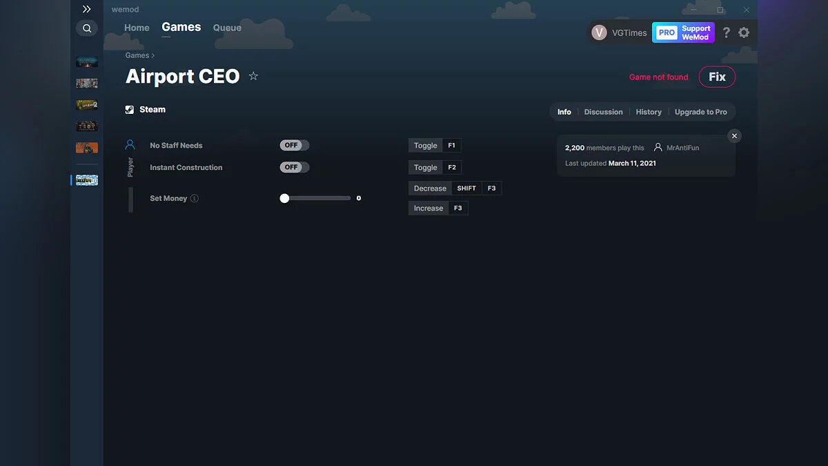 Airport CEO — Трейнер (+3) от 11.03.2021 [WeMod]