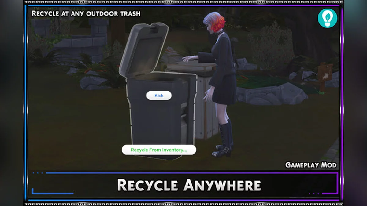 The Sims 4 — Recycling in any trash can