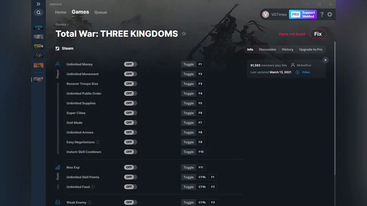 Total War: Three Kingdoms — Trener (+16) od 13.3.2021 [WeMod]