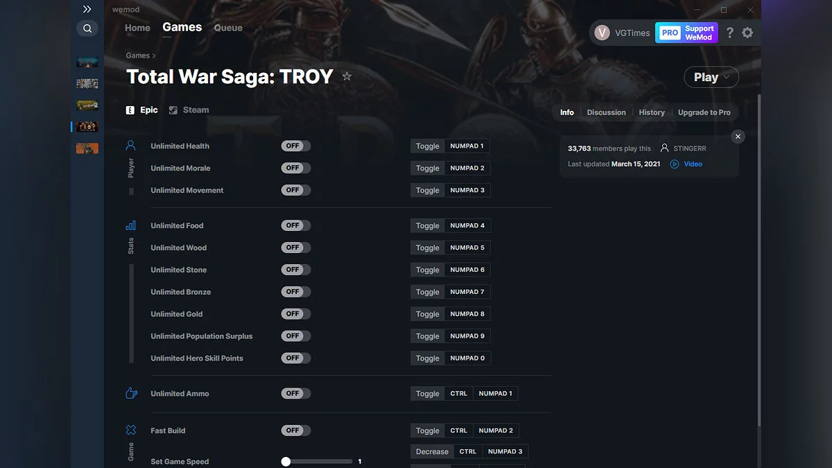 Total War Saga: Troy — Trainer (+13) from 03/15/2021 [WeMod]