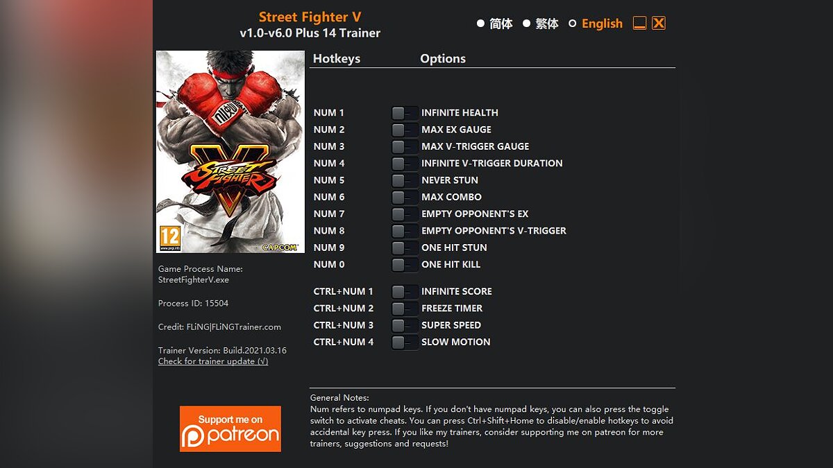 Street Fighter 5: Champion Edition — Trainer (+14) [1.0 - 6.0]