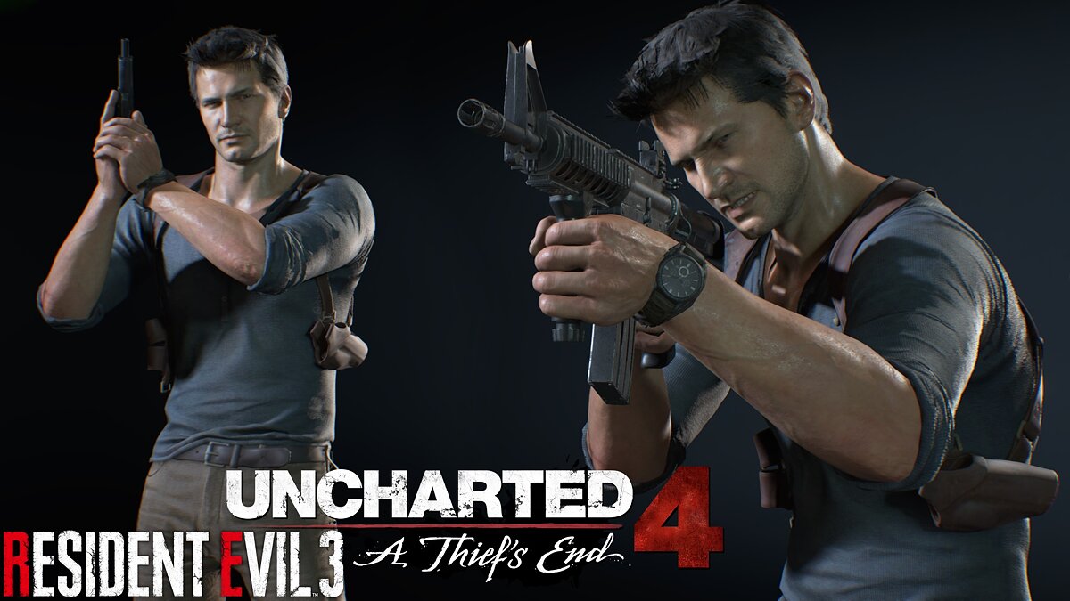 Resident Evil 3 — Nathan Drake from the game Uncharted 4: A Thief's End