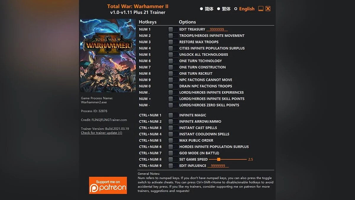 Total War: Warhammer 2 — Trainer (+21) [1.0 - 1.11]