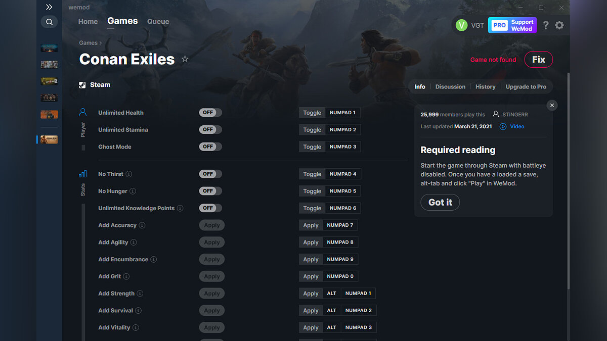 Conan Exiles — Trainer (+16) from 03/21/2021 [WeMod]