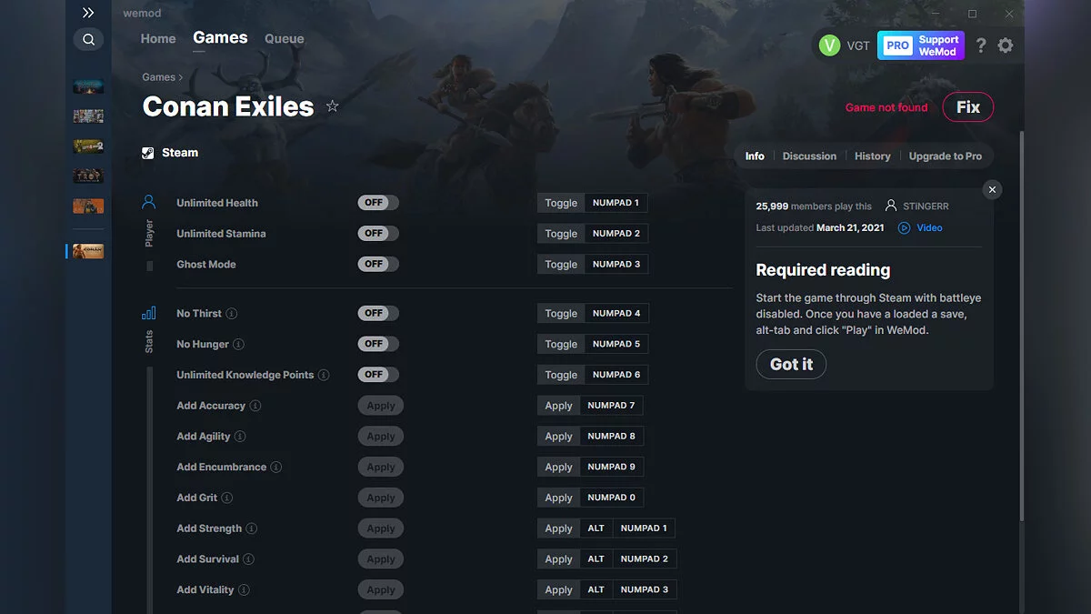 Conan Exiles — Trainer (+16) from 03/21/2021 [WeMod]