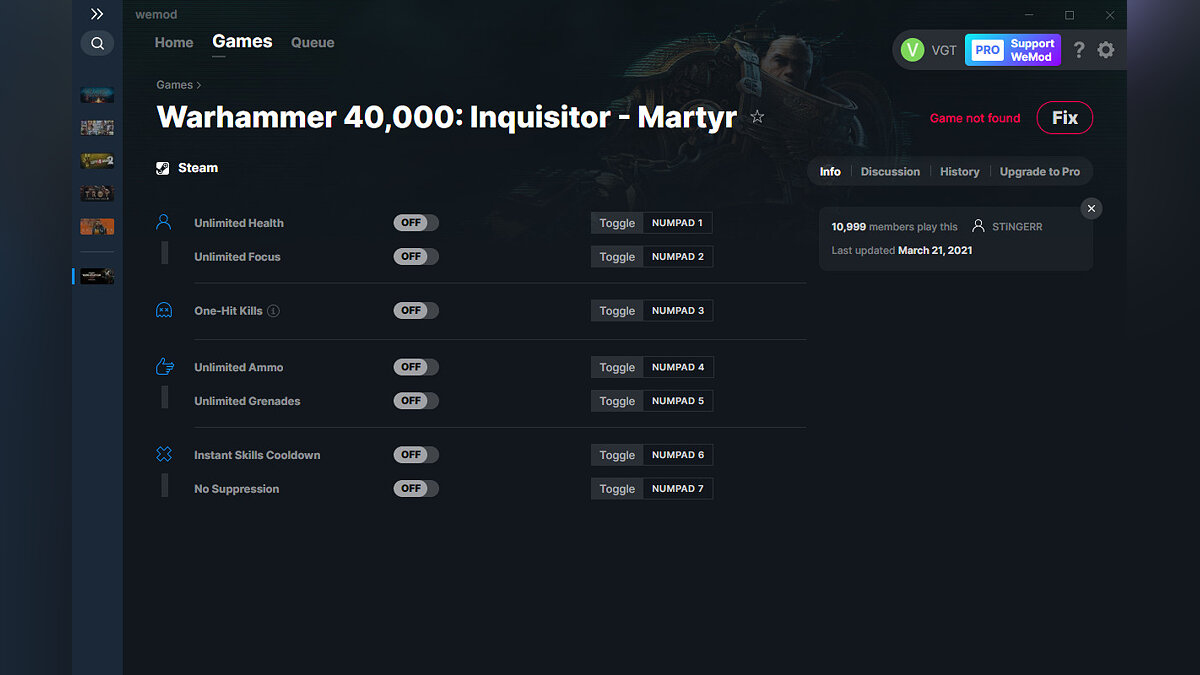 Warhammer 40,000: Inquisitor - Martyr — Trainer (+7) from 03/21/2021 [WeMod]