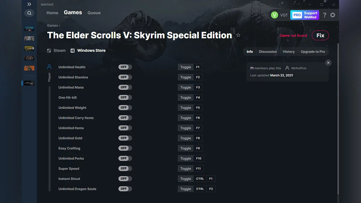 Elder Scrolls 5: Skyrim Special Edition — Entrenador (+13) del 22/03/2021 [WeMod]