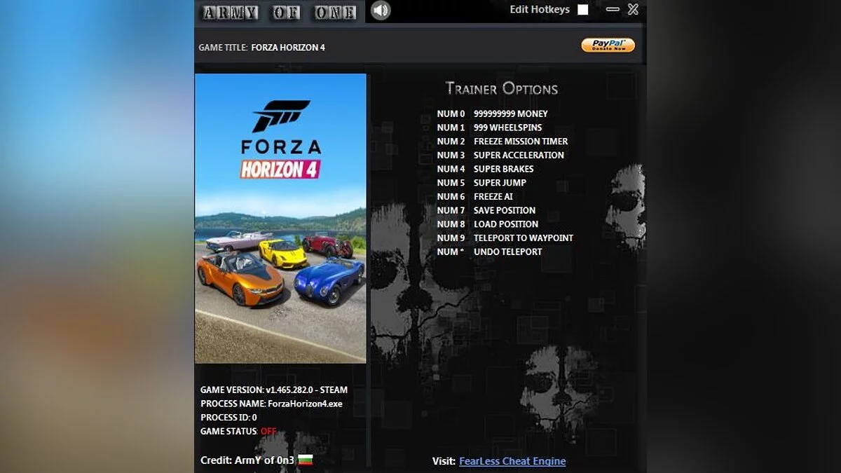 Forza Horizon 4 — Entrenador (+11) [1.465.282.0/Steam]