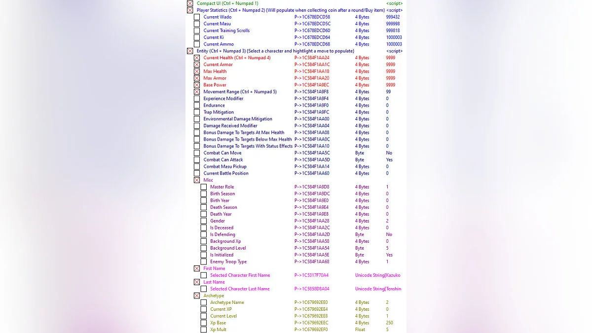 Tabla para Cheat Engine [UPD: 23/03/2021/1.1.1]