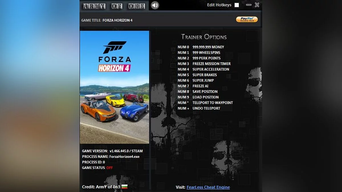 Forza Horizon 4 — Entrenador (+12) [1.466.445.0/Steam]