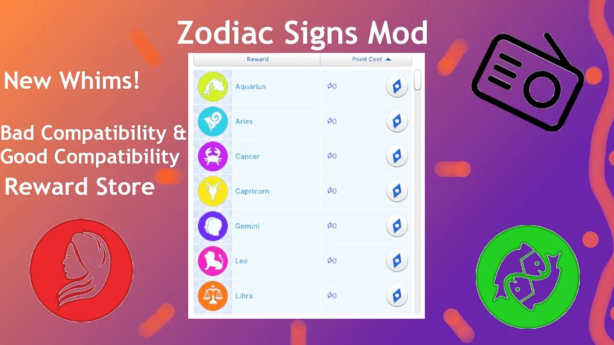 The Sims 4 — Traits of Zodiac signs 1.2 (03/03/2021)