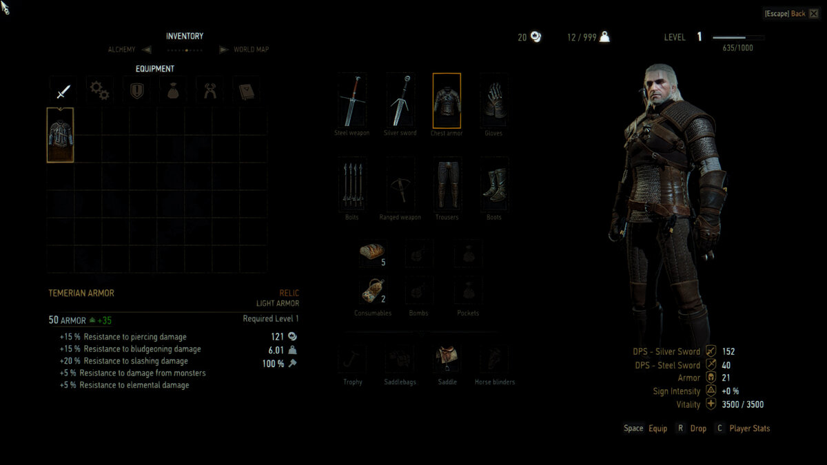 The Witcher 3: Wild Hunt — Removing restrictions on weapon and armor levels