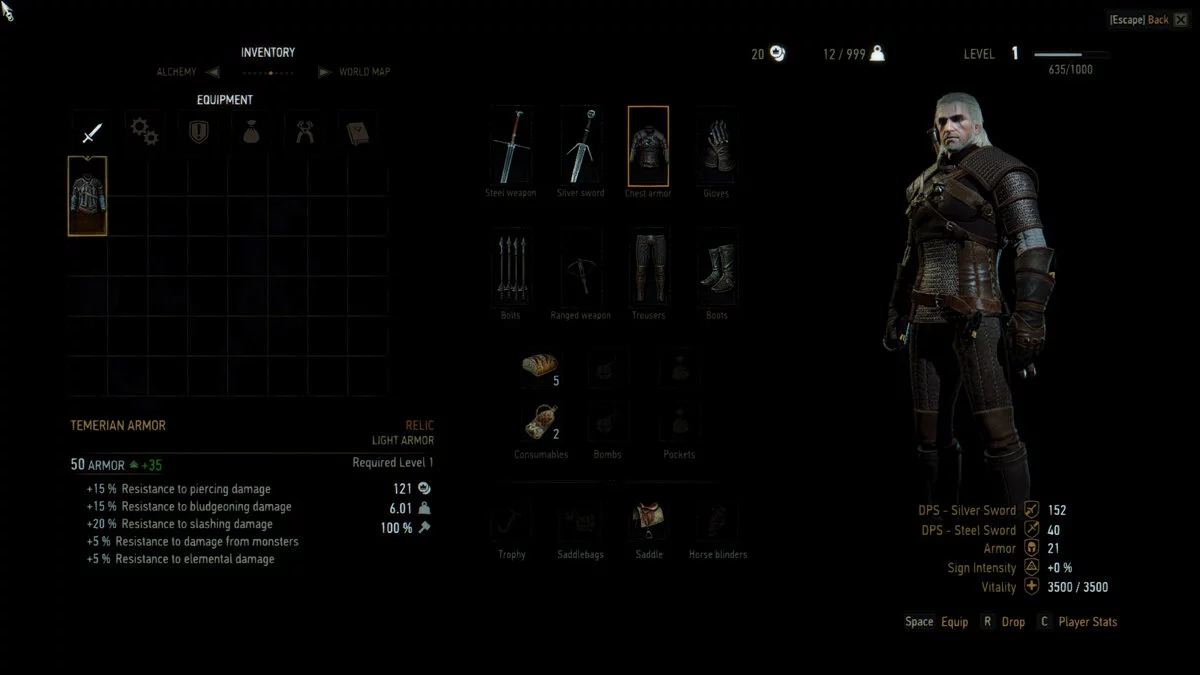 The Witcher 3: Wild Hunt — Removing restrictions on weapon and armor levels