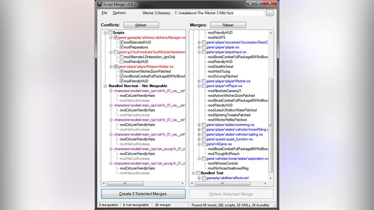 The Witcher 3: Wild Hunt - Complete Edition — Fusión de scripts: resolución de conflictos entre mods