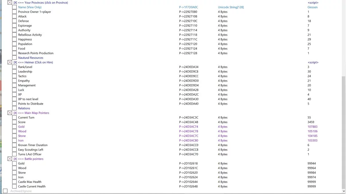Empires in Ruins — Таблица для Cheat Engine [UPD: 28.03.2021]
