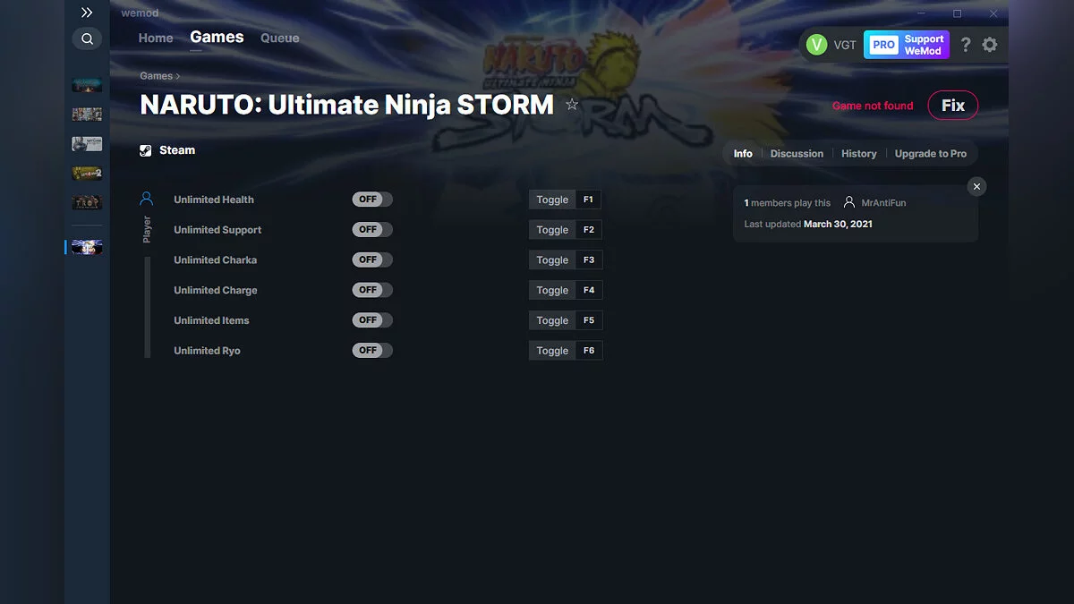 Naruto: Ultimate Ninja Storm — Trainer (+6) from 03/30/2021 [WeMod]