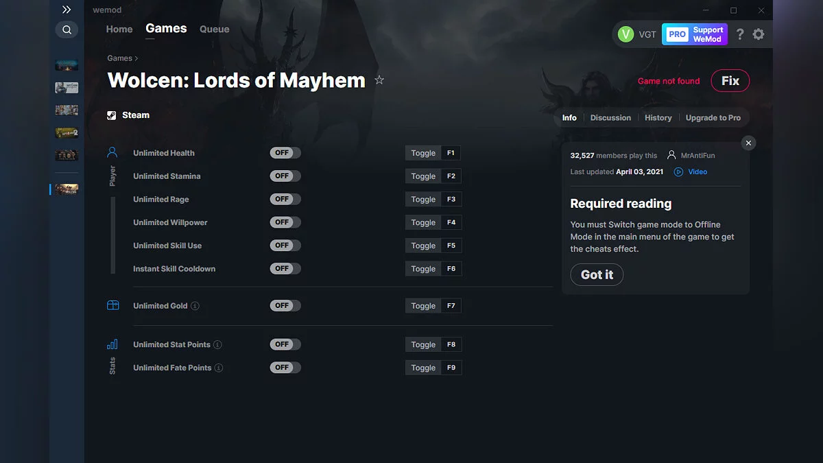 Wolcen: Lords of Mayhem — Entrenador (+9) del 03/04/2021 [WeMod]