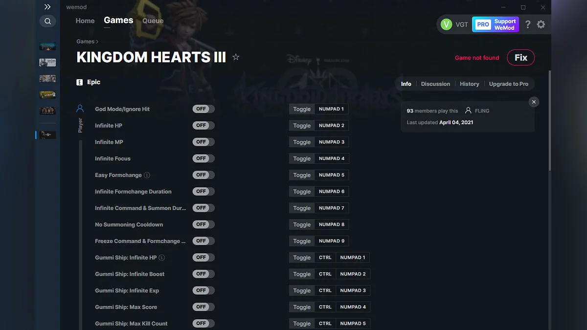 Kingdom Hearts 3 — Entrenador (+37) del 04/04/2021 [WeMod]