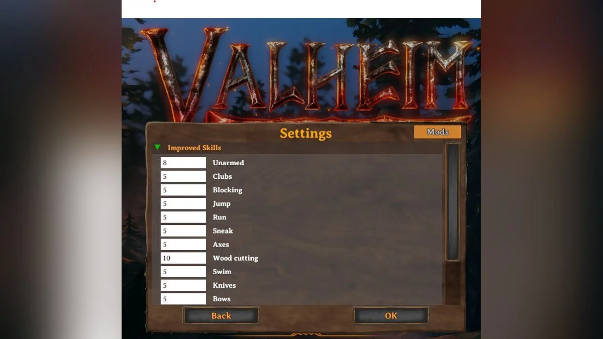 Valheim — Interfaz de usuario de configuración de mod