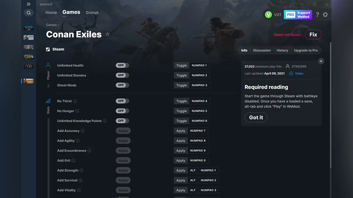 Conan Exiles — Trainer (+16) from 04/09/2021 [WeMod]