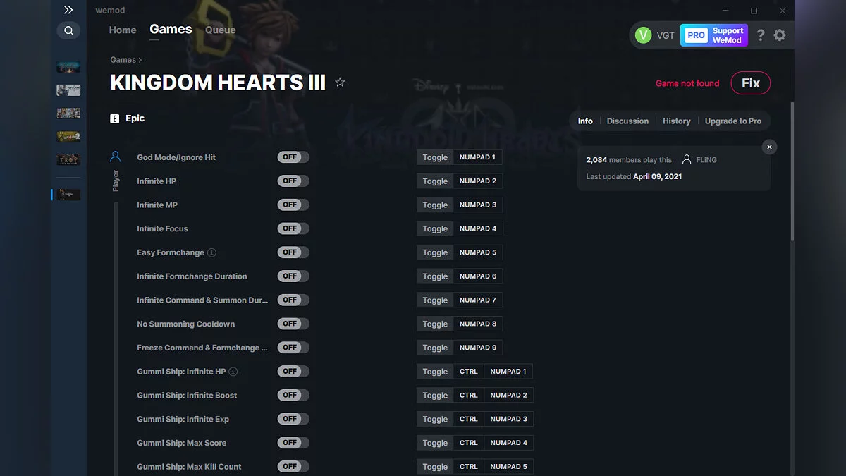 Kingdom Hearts 3 — Entrenador (+39) del 09/04/2021 [WeMod]