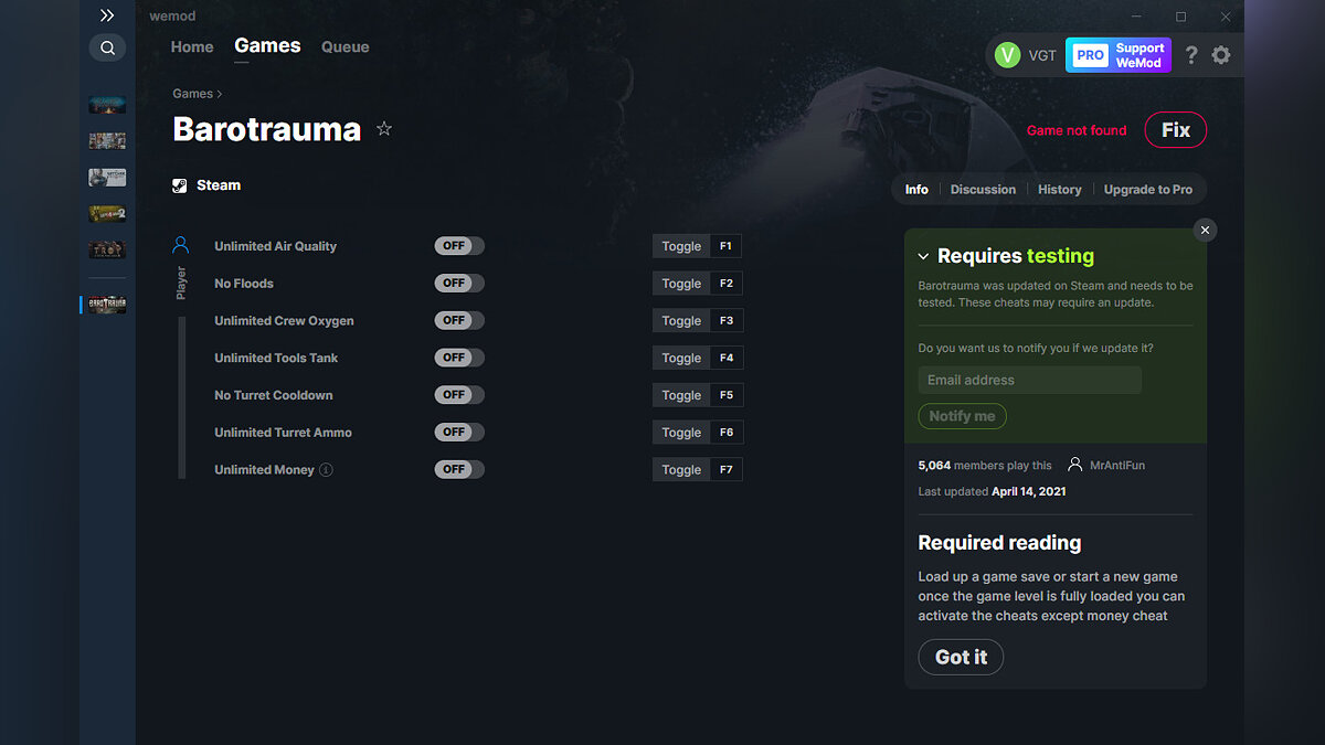 Barotrauma — Trainer (+7) from 04/14/2021 [WeMod]