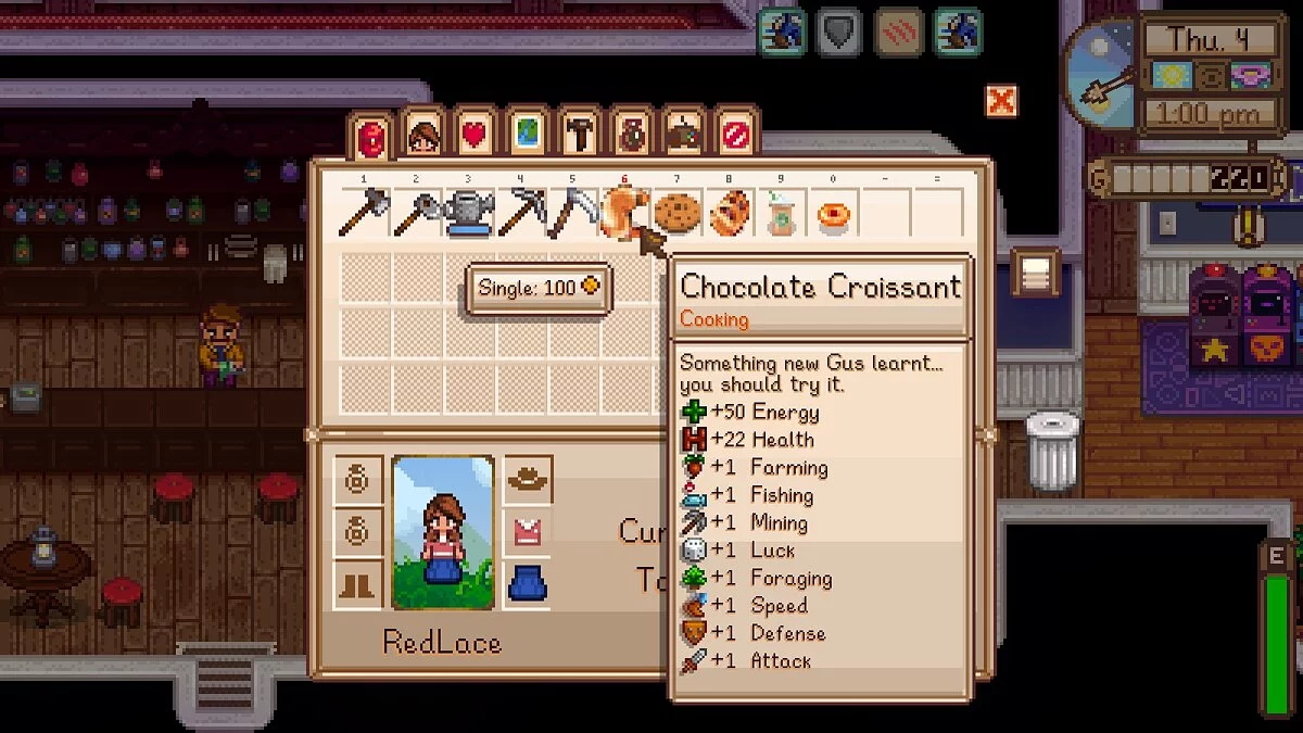 Stardew Valley — Platos de la cafetería.