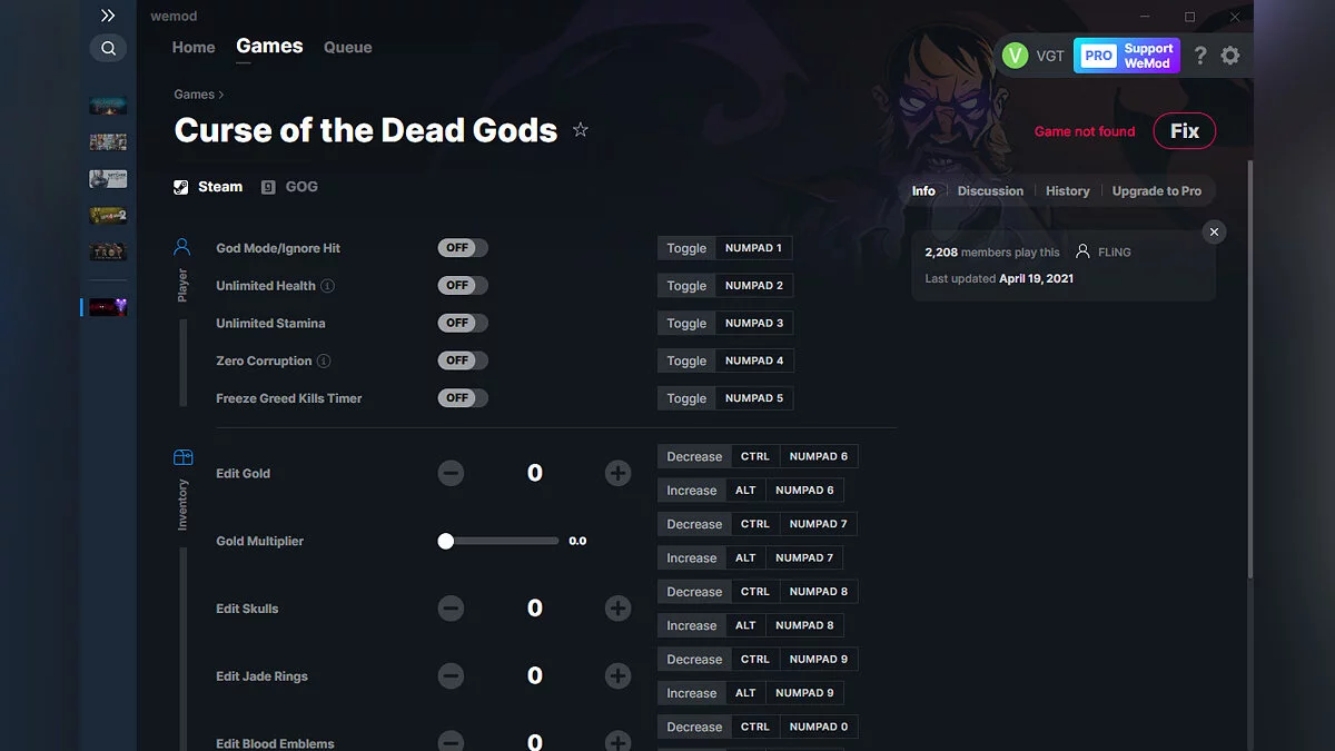 Curse of the Dead Gods — Trener (+14) od 19.04.2021 [WeMod]