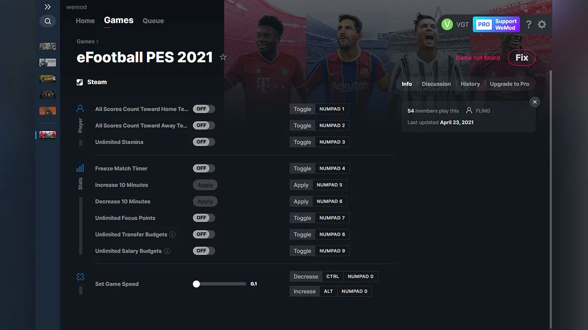 eFootball PES 2021 — Trainer (+10) from 04/23/2021 [WeMod]