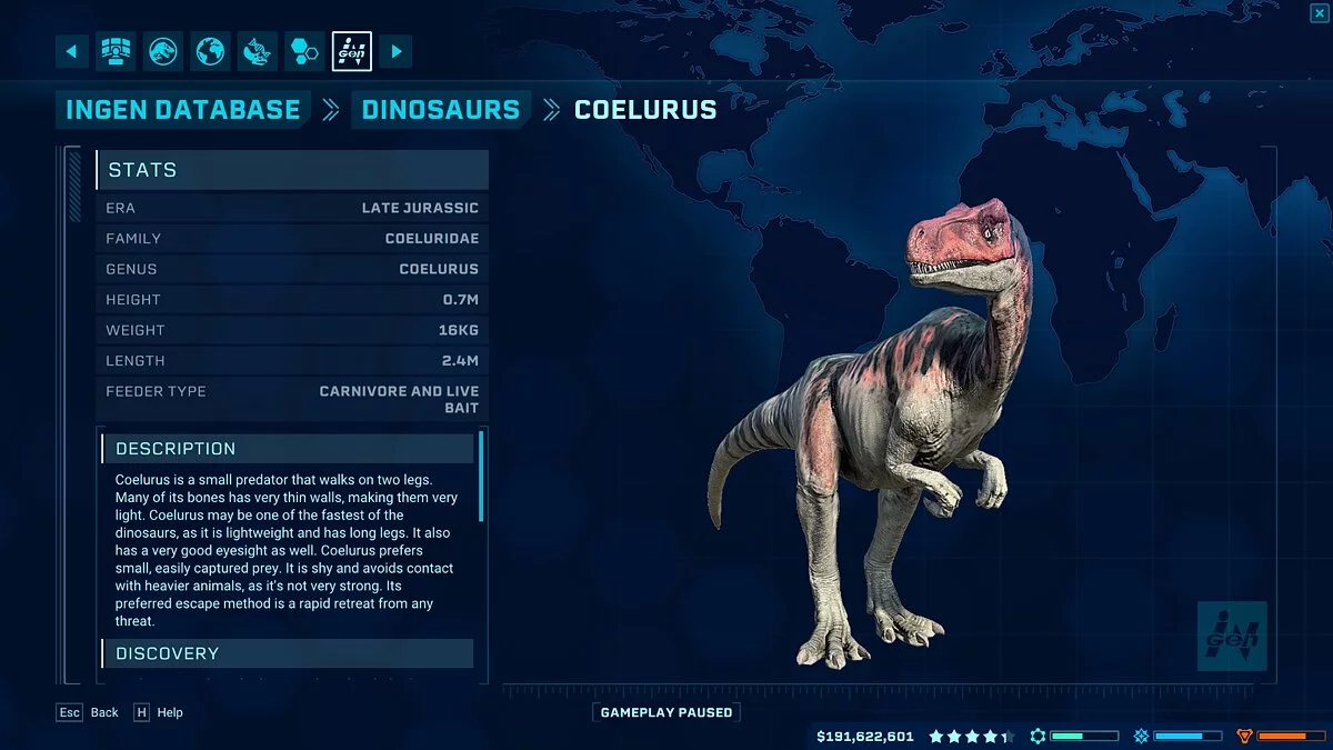 Jurassic World Evolution — Coelurus fragilis (новий вигляд)