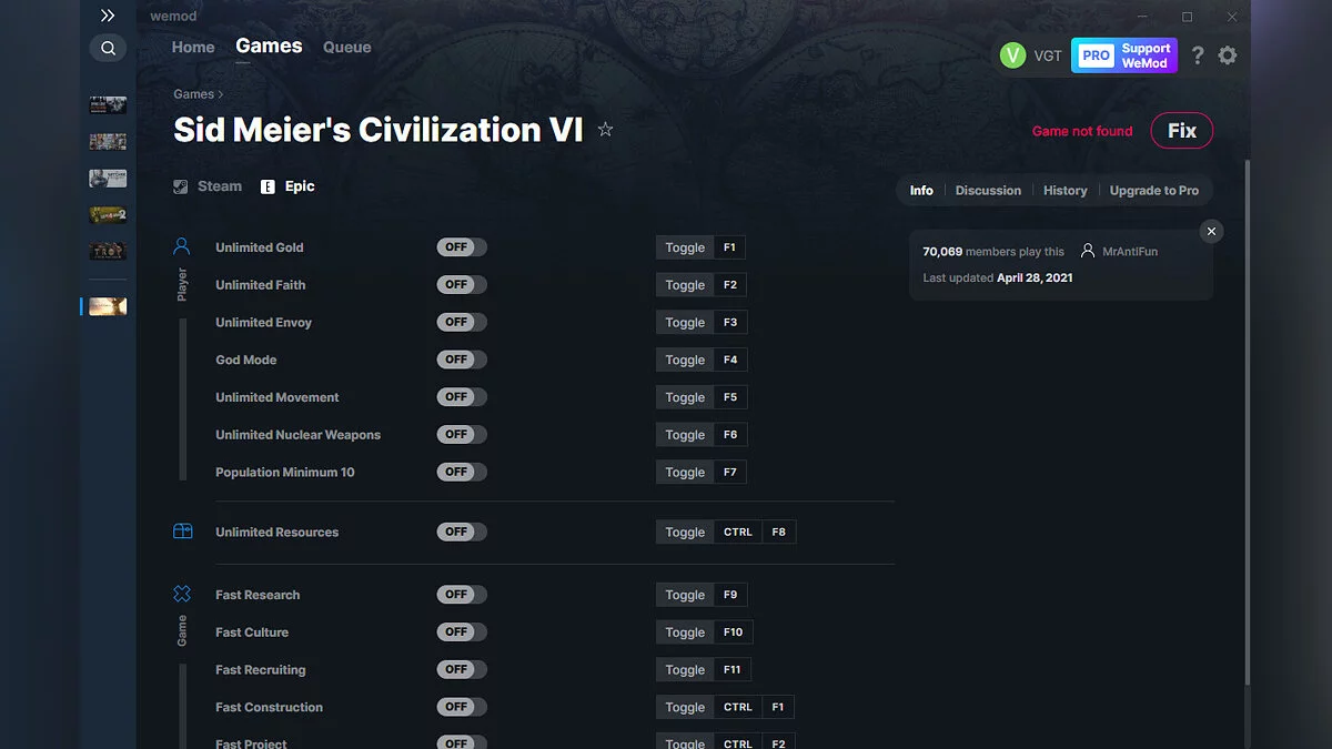 Sid Meier&#039;s Civilization 6 — Formateur (+13) du 28/04/2021 [WeMod]