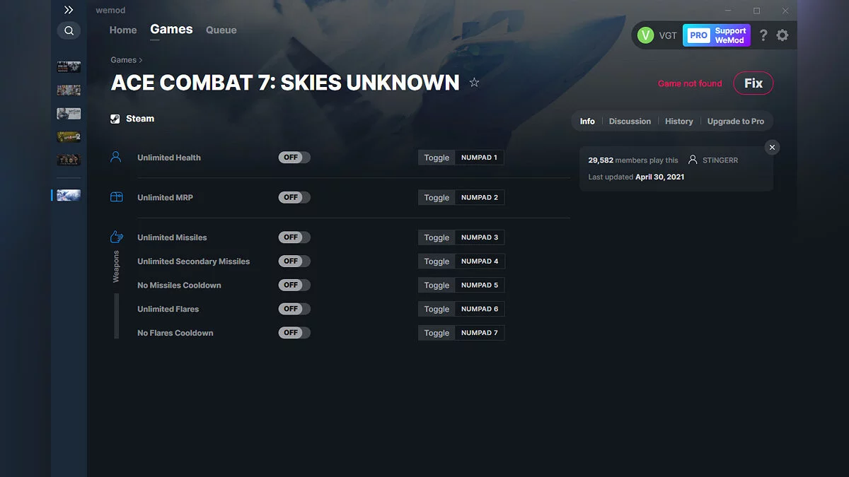 Ace Combat 7: Skies Unknown — Trainer (+7) from 04/30/2021 [WeMod]