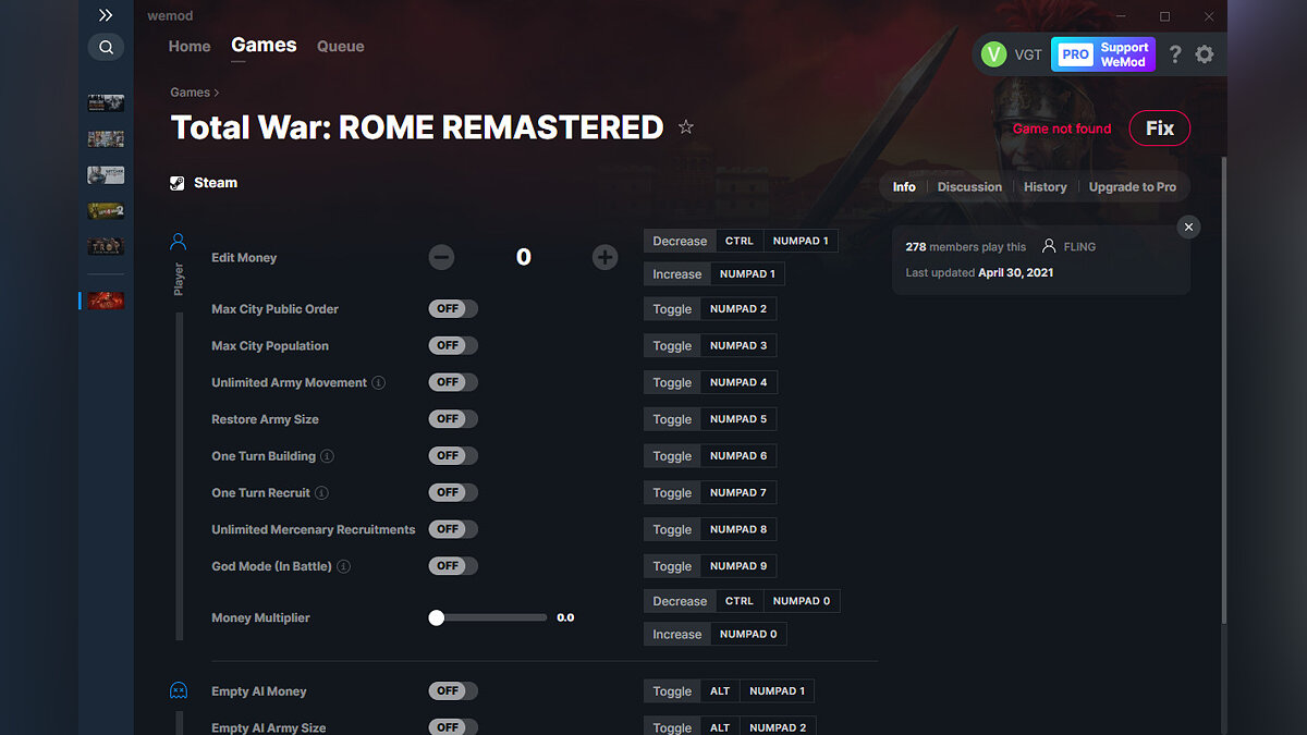 Total War: Rome Remastered — Trainer (+13) from 04/30/2021 [WeMod]