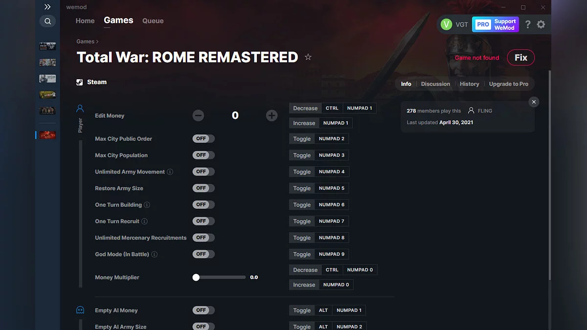 Total War: Rome Remastered — Entrenador (+13) del 30/04/2021 [WeMod]