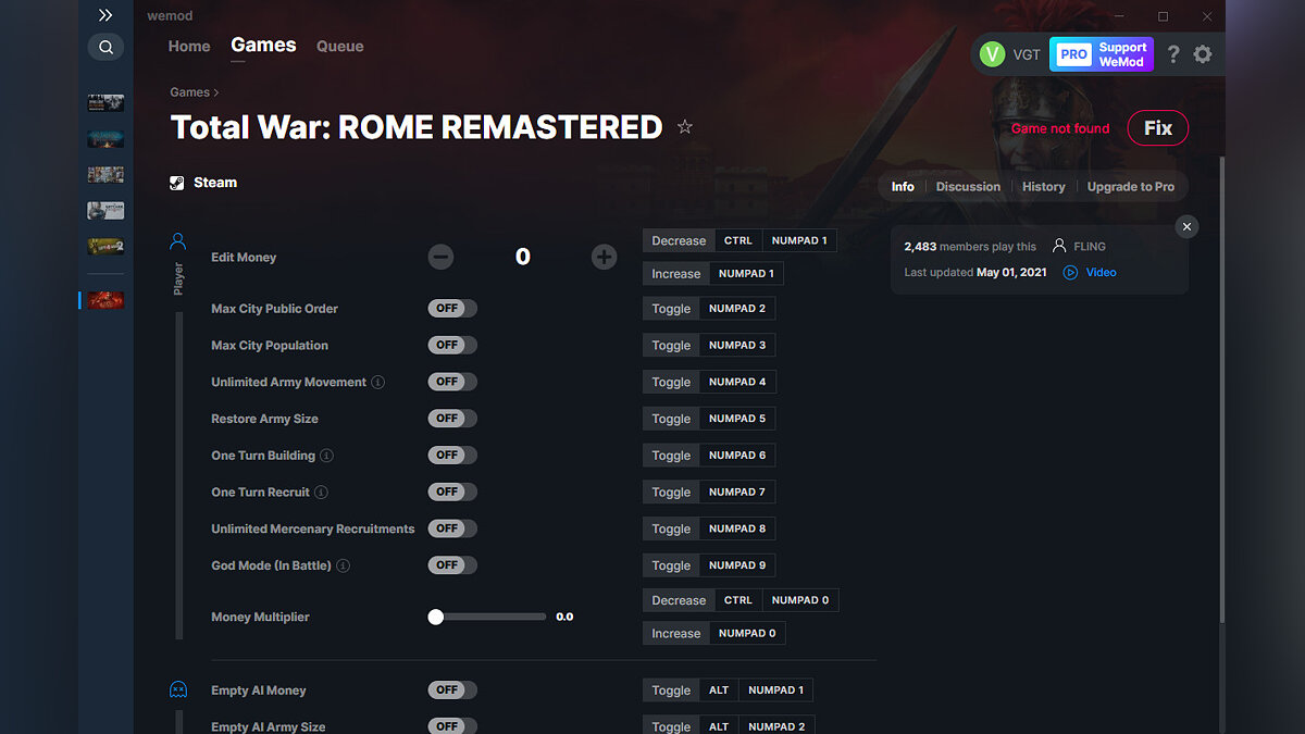 Total War: Rome Remastered — Trainer (+13) from 05/01/2021 [WeMod]