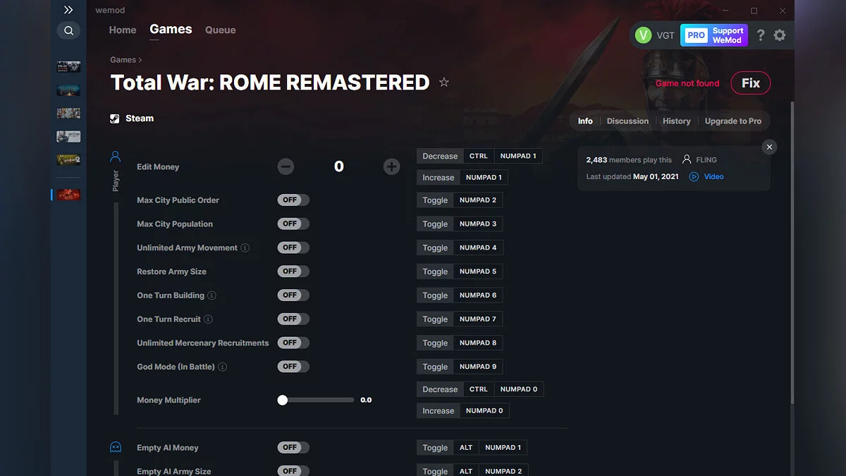 Total War: Rome Remastered — Entrenador (+13) del 01/05/2021 [WeMod]