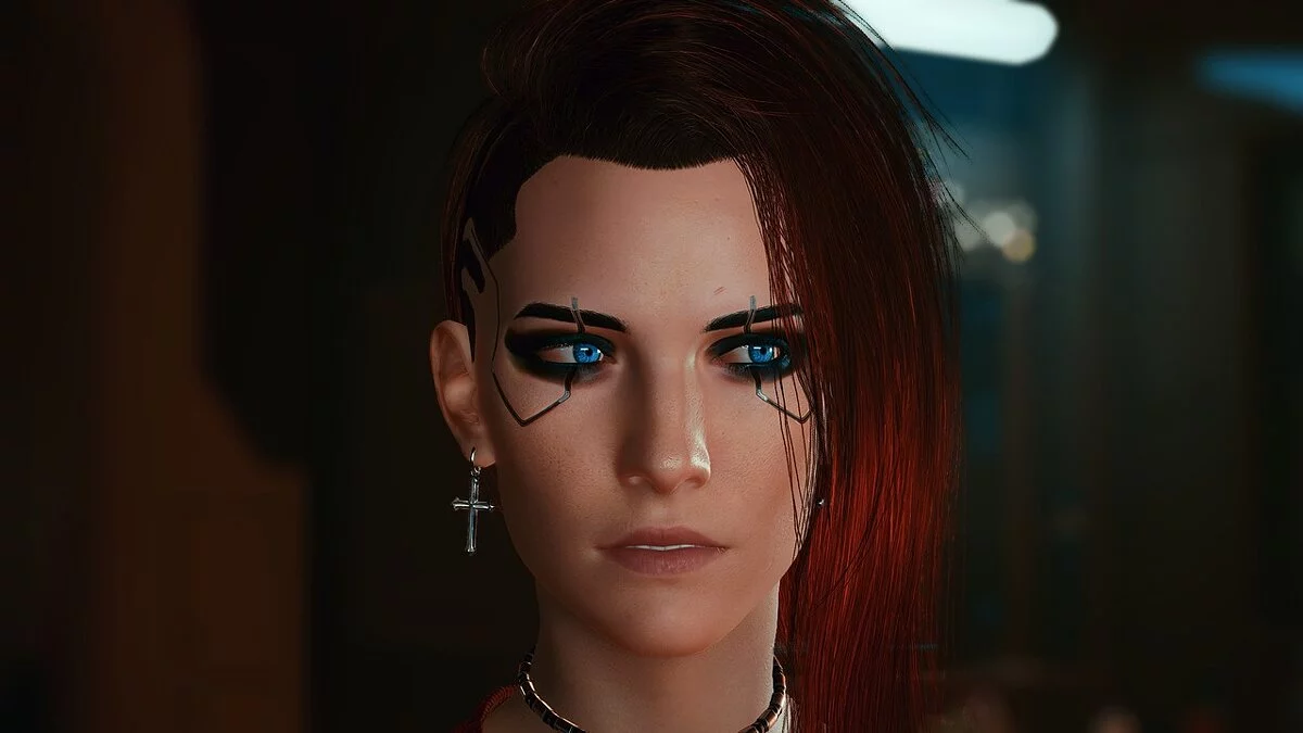 Cyberpunk 2077 — Peinado elegante en un lado.