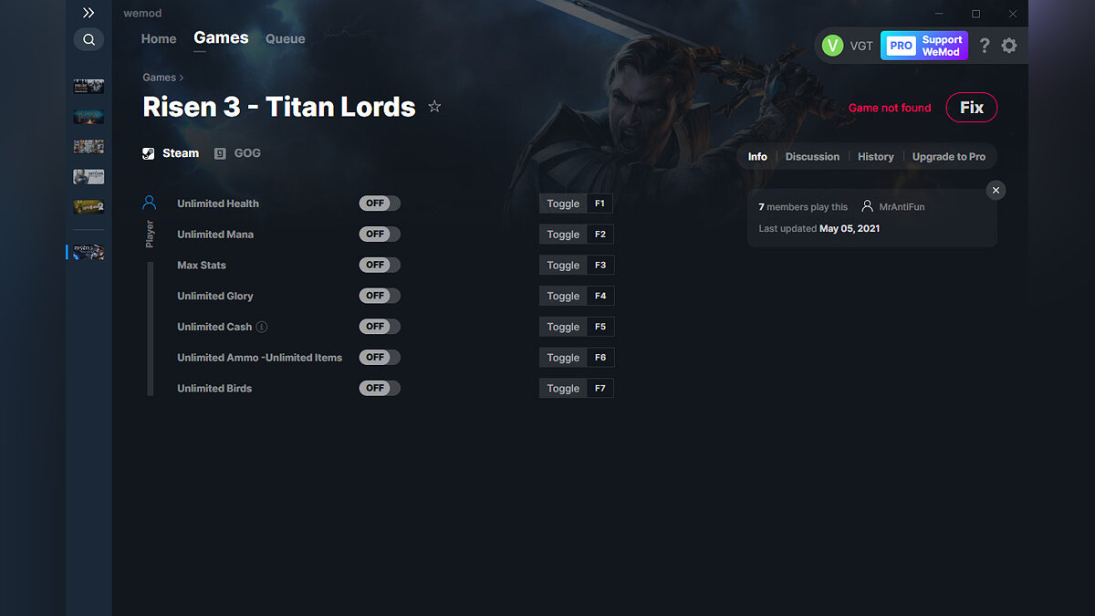 Risen 3: Titan Lords — Trainer (+7) from 05.05.2021 [WeMod]