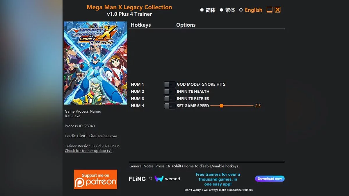Mega Man X Legacy Collection — Трейнер (+4) [1.0]