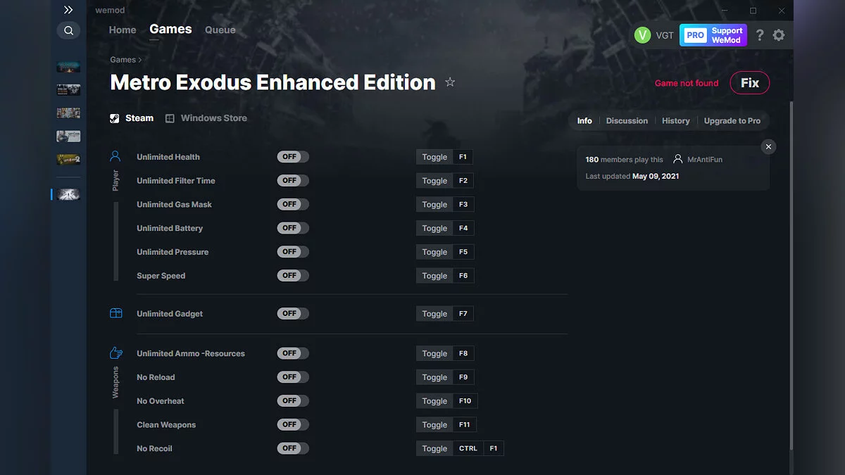 Metro Exodus Enhanced Edition — Trener (+12) od 5. 9. 2021 [WeMod]