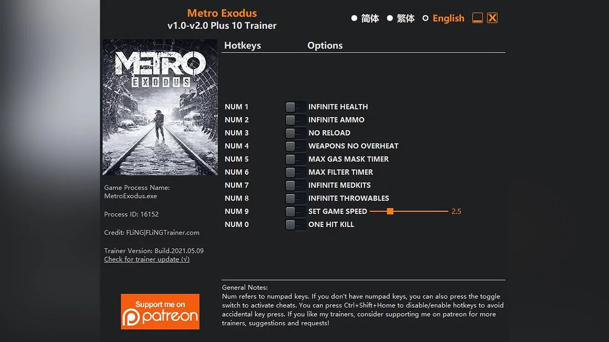 Metro Exodus — Entrenador (+10) [1.0 - 2.0]