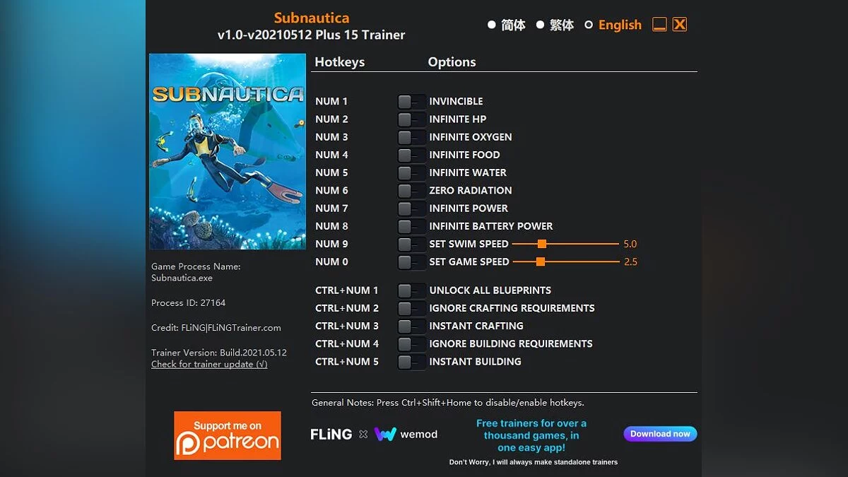 Subnautica — Entrenador (+15) [1.0 - ACTUALIZADO: 12/05/2021]