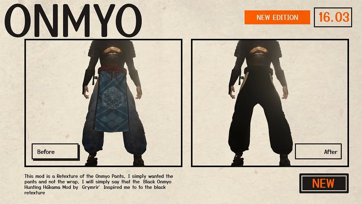 Nioh 2: Complete Edition — Retexture of hunting pants