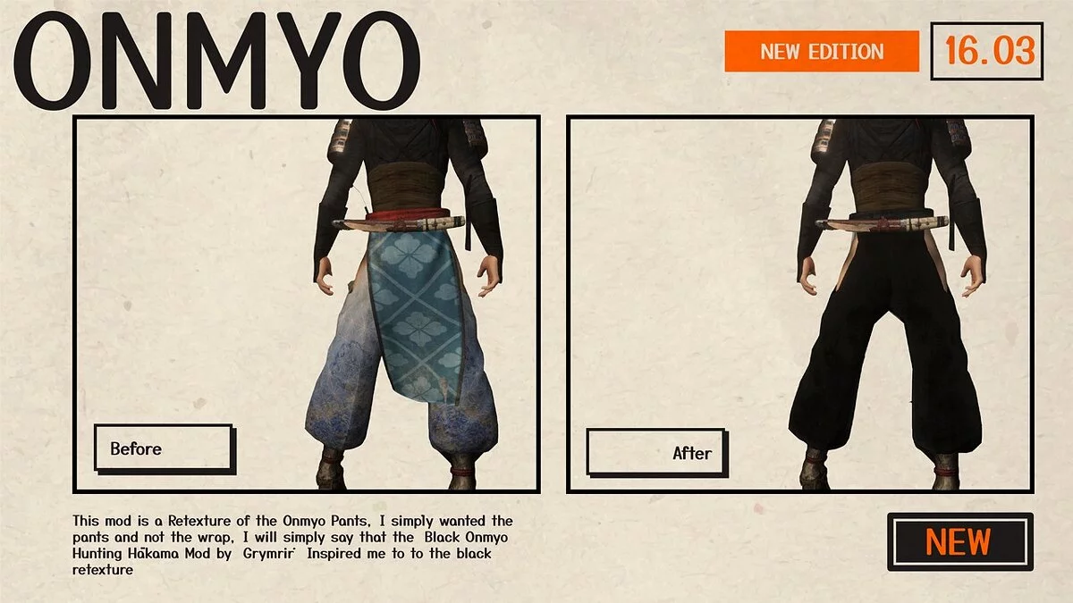 Nioh 2: Complete Edition — Retexture lovskih hlač