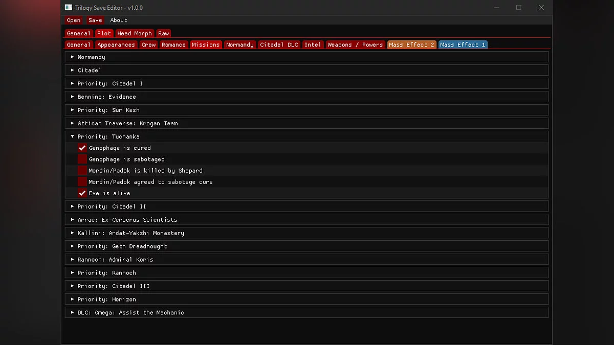 Mass Effect Legendary Edition — Trilogy Save Editor - urejevalnik shranjevanja