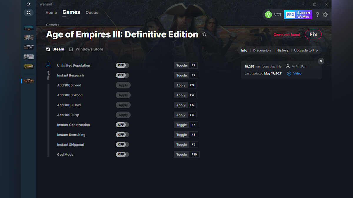 Age Of Empires 3: Definitive Edition — Trainer (+10) from 05/17/2021 [WeMod]