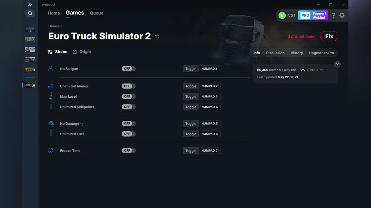 Euro Truck Simulator 2 — Trainer (+7) from 05.22.2021 [WeMod]