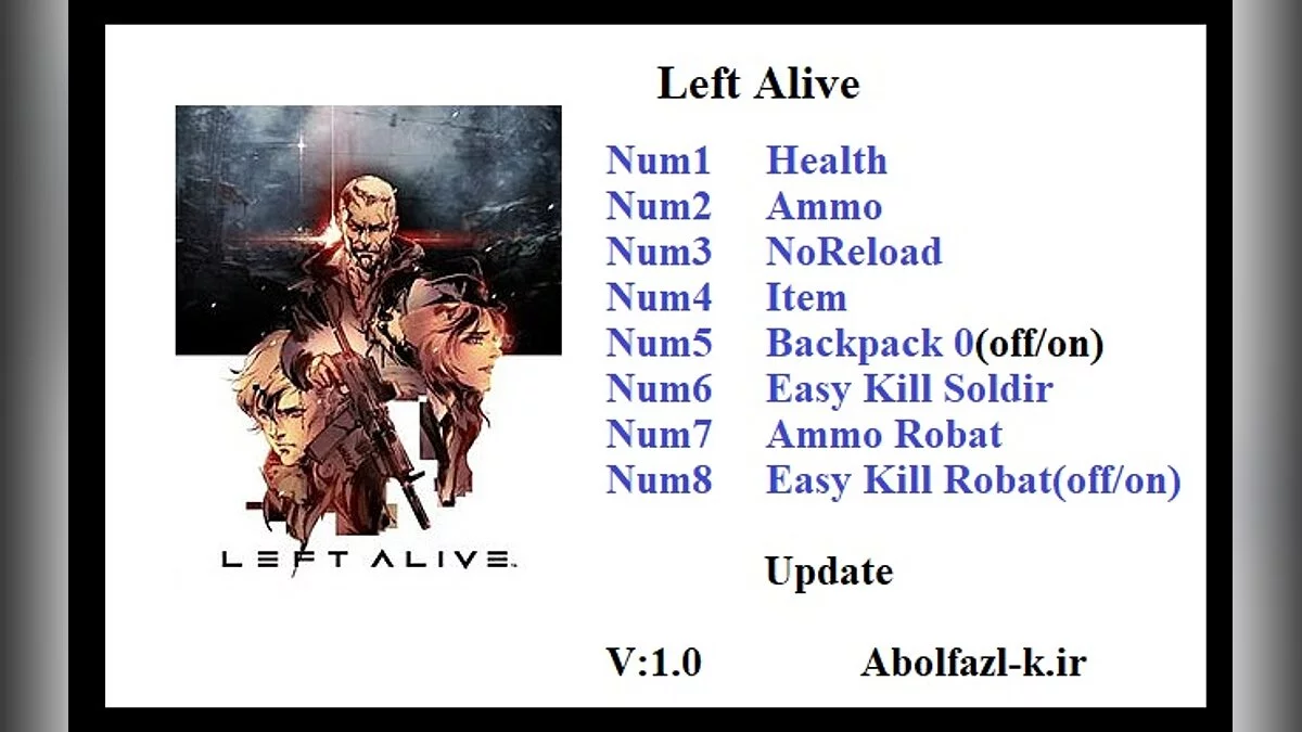 Left Alive — Трейнер (+8) [1.0]