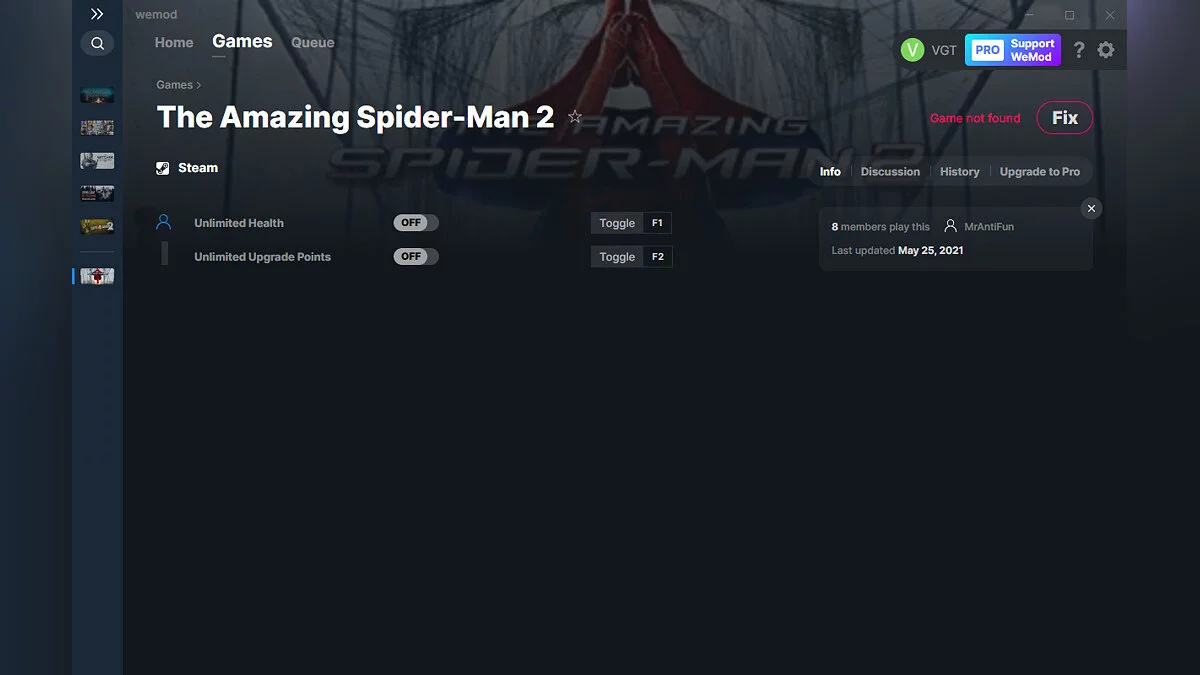 The Amazing Spider-Man 2 — Entrenador (+2) del 25/05/2021 [WeMod]